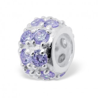 Stříbrný korálek se zirkony na náramek Pandora. "Květy". Ag 925/1000