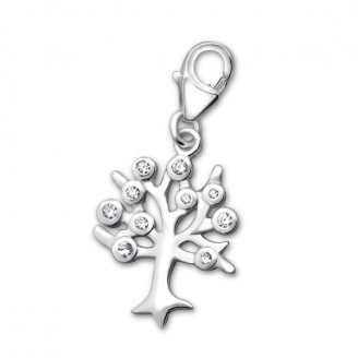 Stříbrný přívěsek s karabinkou se zirkony na náramek "Strom života". Ag 925/1000