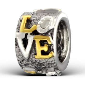 Stříbrný pozlacený korálek na Pandora náramek "Ring of love". Ag 925/1000