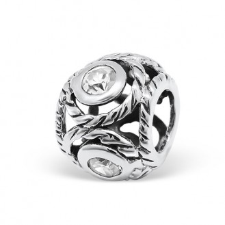 Korálek stříbrný s krystaly na Pandora náramek "Vitae". Ag 925/1000