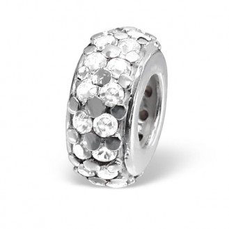 Korálek stříbrný s krystaly na Pandora náramek "Consummio". Ag 925/1000